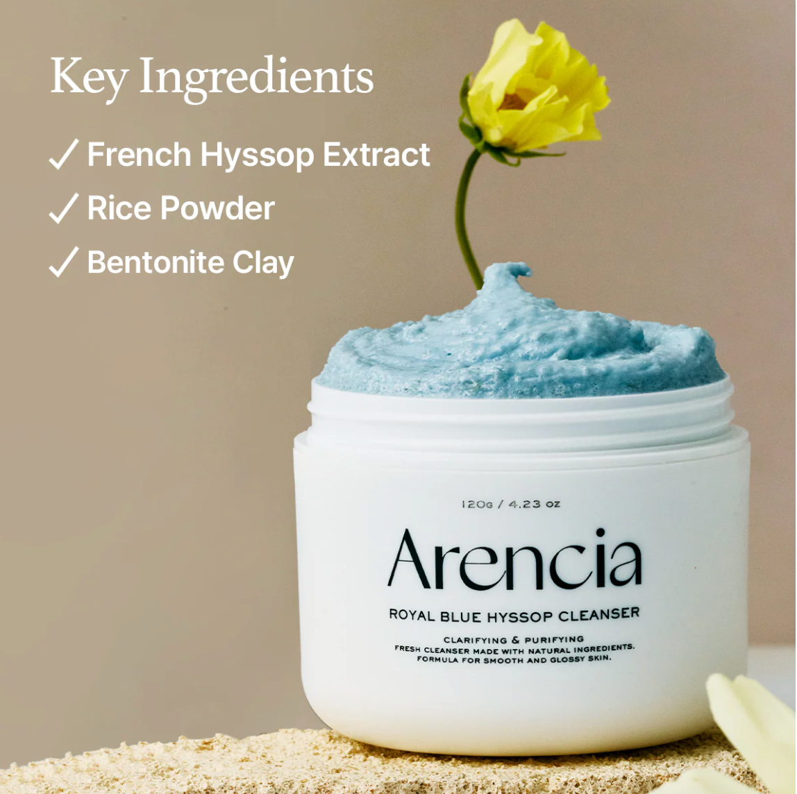 Arencia Blue Hyssop Rice Mochi Cleanser